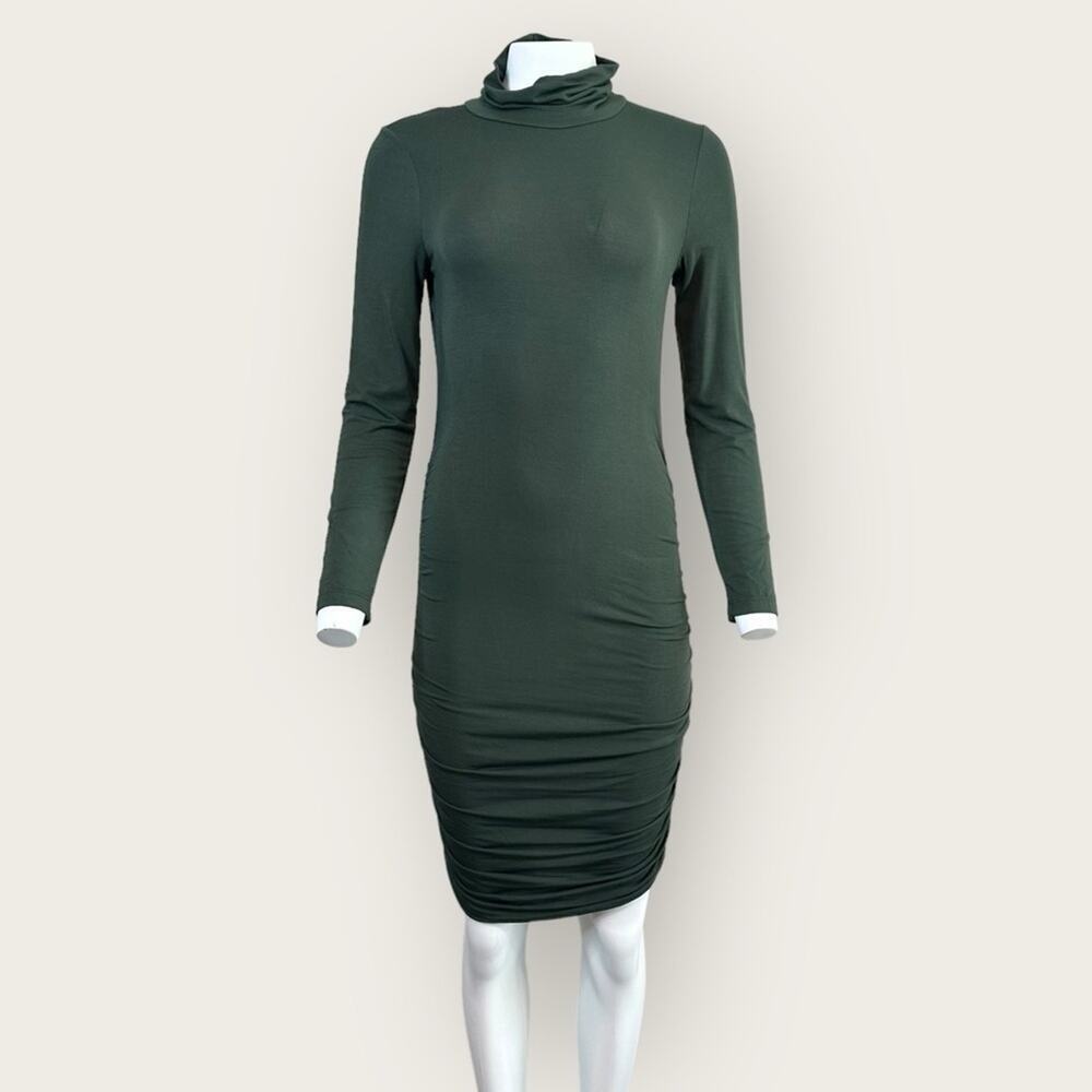 NWT | Krisa | Draped Mock Neck Long Sleeve Mini Dress | Green | Medium